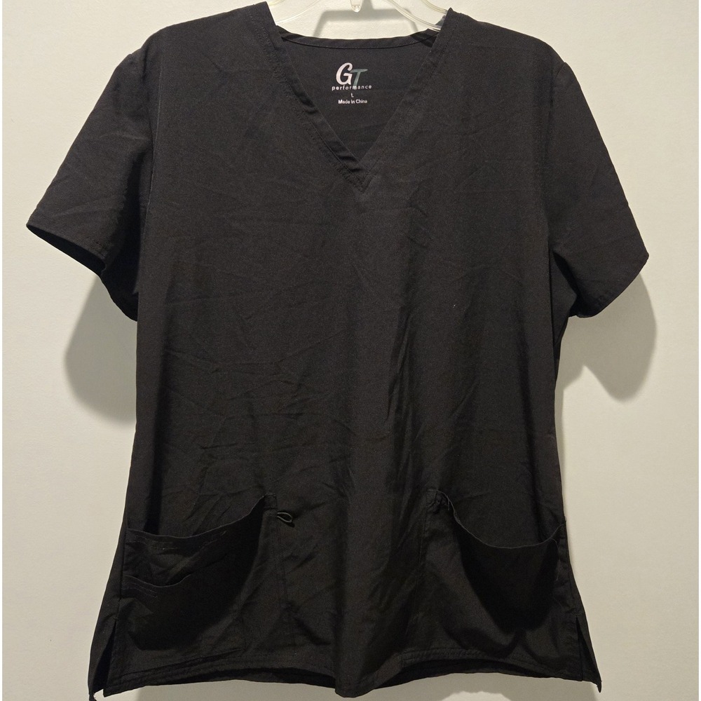 GT Performance Scrub‎ Top L Lightweight Black Breathable Wicking Short Sleeve